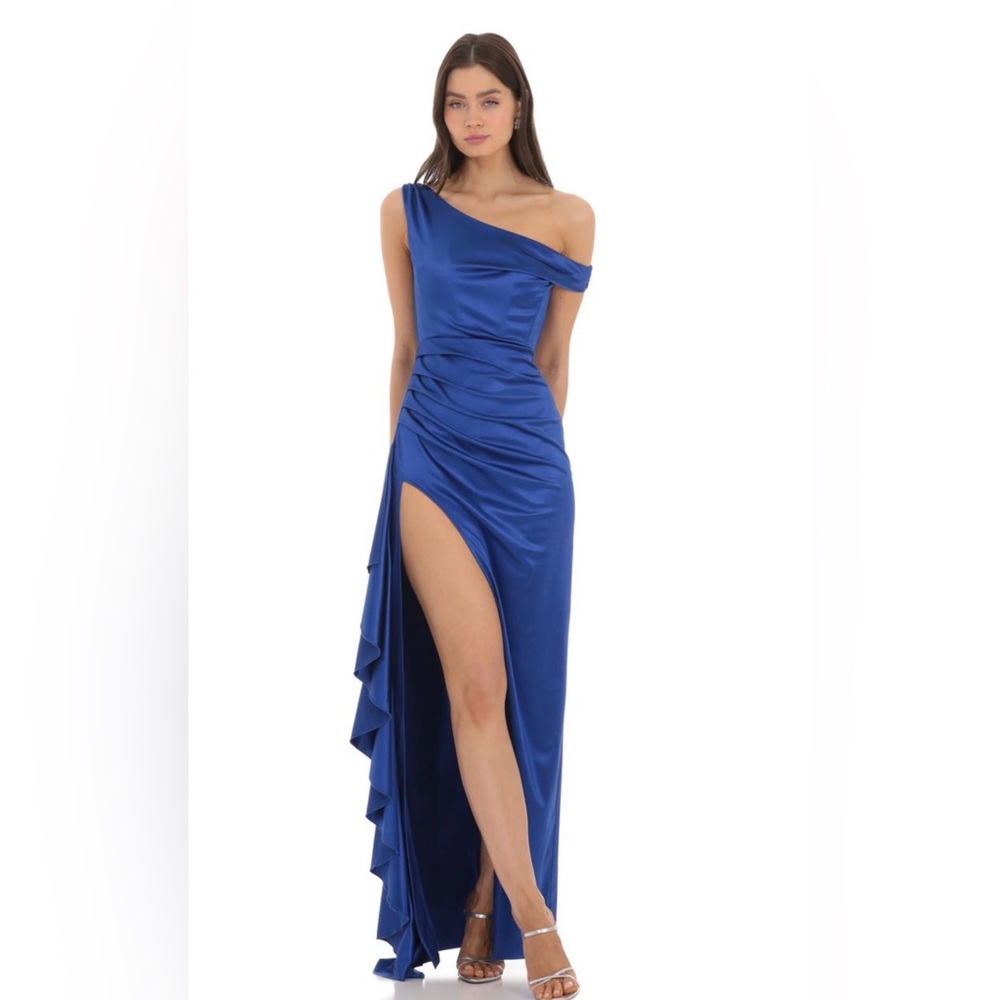 Lucy in the Sky Satin Off Shoulder Dress Small